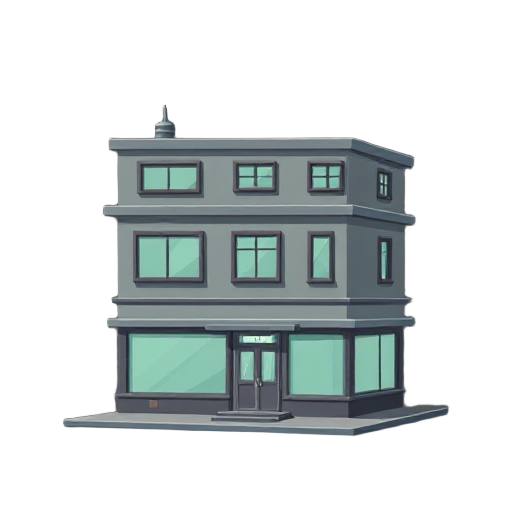 a four story 1950s office building, it should be gloomy in colors