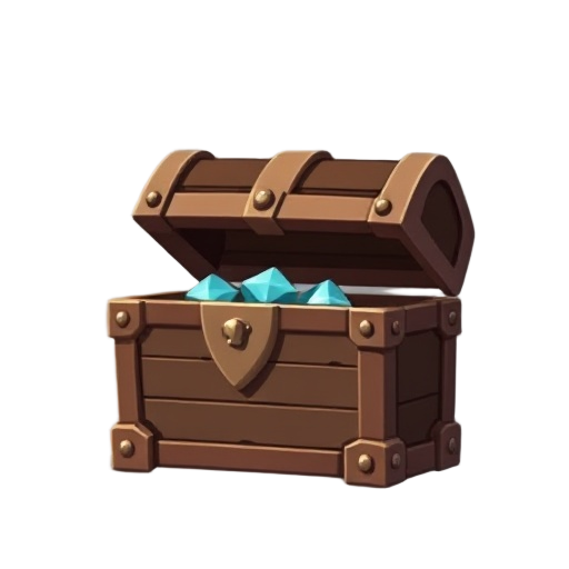 generate a loot chest, half opened with diamonds inside. blobfish studio style. 