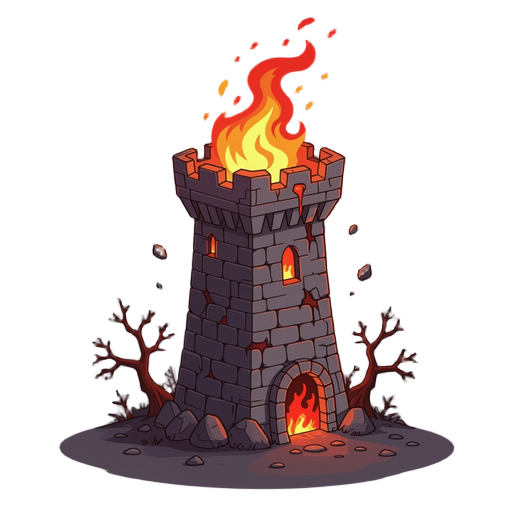 a healing tower in a tower defense game , theme is hell, dark red 