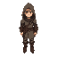 the character is a young adventurer wearing a hooded cloak, leather armor, and boots.
