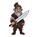 old warrior holding his sword (pixel)