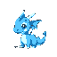 cute small blue and white dragon standing icon, with different shades of blue, face and body facing front