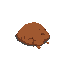 create a small dirt clump in a 2d game style. it should look like a broken piece of earth with rough edges, cracks, and some scattered dirt particles. use brown tones with subtle shading and texture d