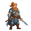 medeval fantasy warrior facing right front in idle position