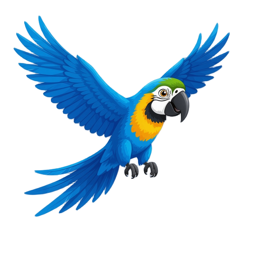 blue macaw flying