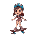 a girl riding a skateboard