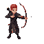 an archer samurai with red hair and a katana tied to his robe