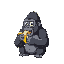 a gorilla eating a banana on a white background 