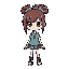 create me a girl character. the head of the design should be a little big like in the undertale game.