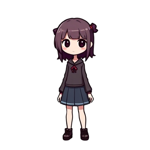 create me a girl character. the head of the design should be a little big like in the undertale game. it should have a simple structure.