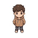 a young human child wearing a simple hoodie, neutral expression, top-down perspective, overworld map sprite, simple charming design, 16-bit retro jrpg style