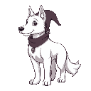 a dog white dog, with human body, he is a wizard named nerlim