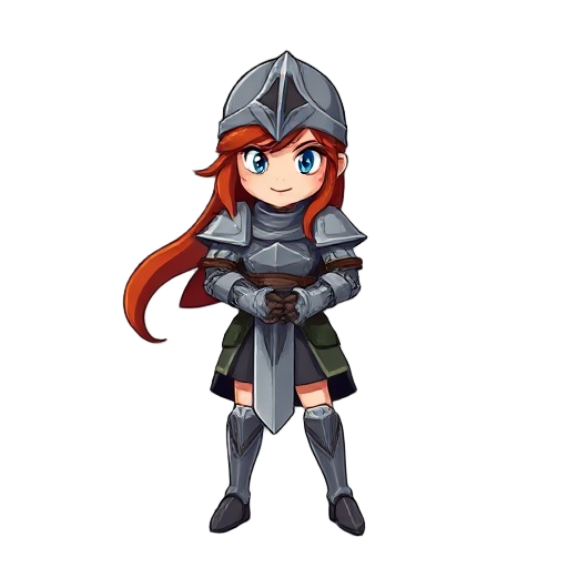 sprite of a female red-haired knight bound and gagged 