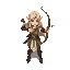 female elven warrior  aiming with a bow, top down