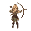 female elven warrior  aiming with a bow, top down
