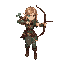 female elven warrior  aiming with a bow, top down