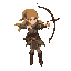 female elven warrior  aiming with a bow, top down