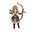 female elven warrior  aiming with a bow, top down