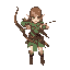 female elven warrior  aiming with a bow, top down