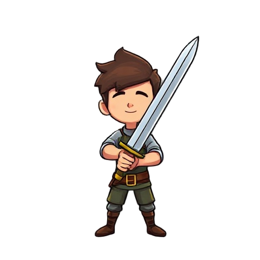 human facing upwards with a sword ready to wield