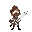 human facing upwards with a sword ready to wield