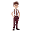 create a student male character wearing maroon pants, black shoes, white tshirt and a maroon necktie