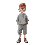 a guy thats a ginger with red hair earrings, and large frame square glasses, he wears baggy cargo shorts, jordans, and a sweatshirt