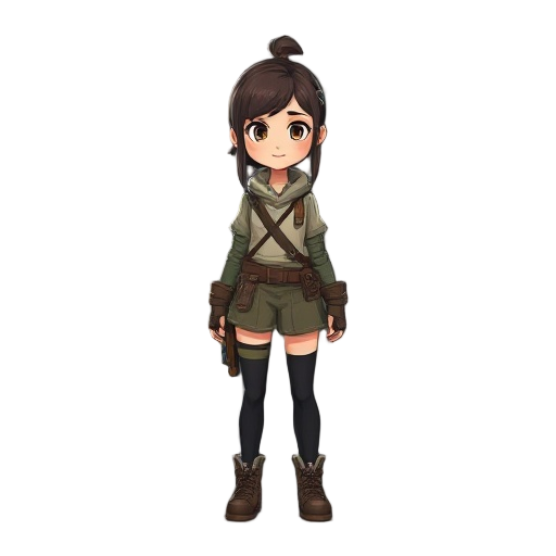 idle survival girl character ultra  realistic 