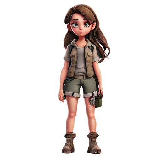 idle survival girl character ultra  realistic 