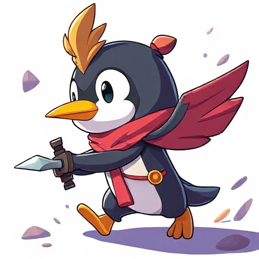eu botão de pinguim dando dash