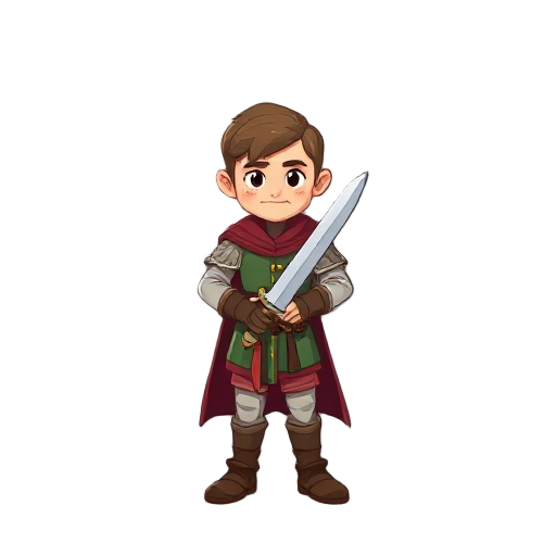 a medieval character in idle station holding a sword