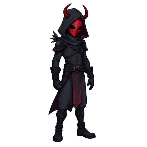 blood assasin with dark clothes and red mask 