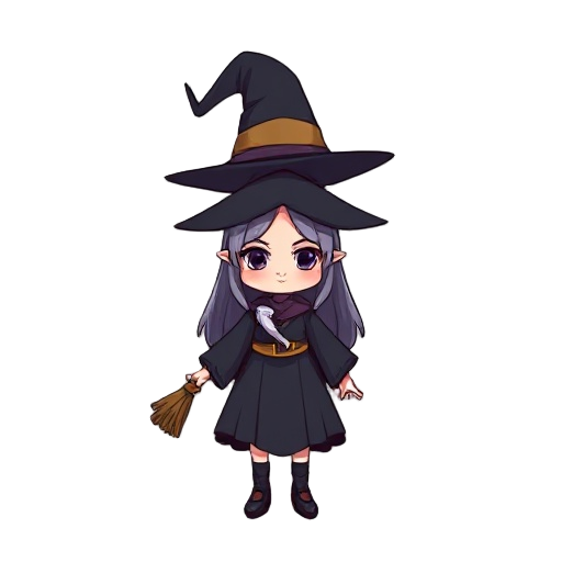 a chibi 2d witch
