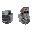 tilesheet for a cyberpunk top down game that includes roads, sidewalks, industrial walls, cracked cement, roofs, all elements to create top down buildings