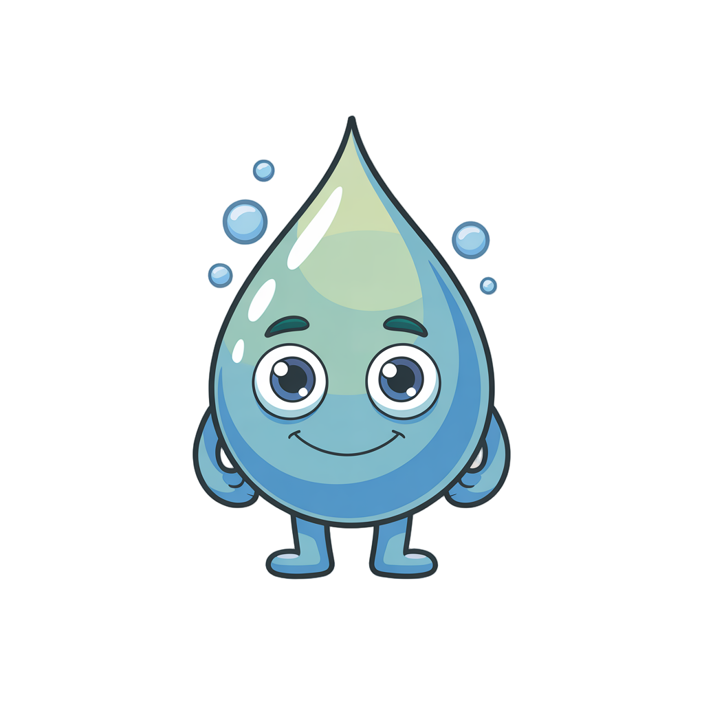make a cute character that is shaped like a droplet of water