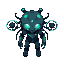 cyberpunk oracle with glowing eyes and drones