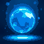 blue pixel orb glowing