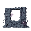 destroyed cyberpunk city wall with glitch and wires