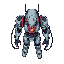 glitched ai boss with cables and red energy core