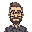 8 bit teacher from a school, glasses, short beard, short hear combed 