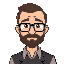8 bit teacher from a school, glasses, short beard, short hear combed 