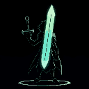 a silhueta de um humano com uma espada  seguindo o estilo de arte do jogo undertale