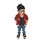 top-down view punk boy 90s hotline miami style