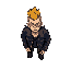top-down view, boy,punk character, mohawk hairstyle, leather jacket with spikes,hotline miami style
