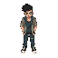 top-down view punk boy 90s hotline miami style