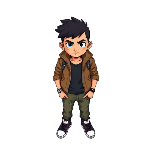 top-down view punk boy 90s hotline miami style