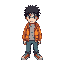 top-down view punk boy 90s hotline miami style