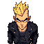 top-down view of a punk character, mohawk hairstyle, leather jacket with spikes,hotline miami style