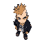 top-down view, boy,punk character, mohawk hairstyle, leather jacket with spikes,hotline miami style