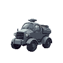 vehiculo anti-aerea con un cañon de riel, en colores oxidados y grises